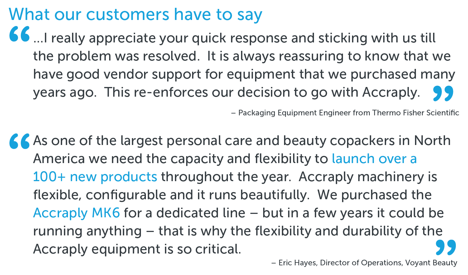 Voyant and Thermo Testimonials